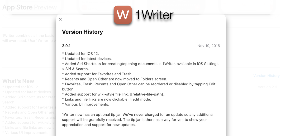1Writer version update notice